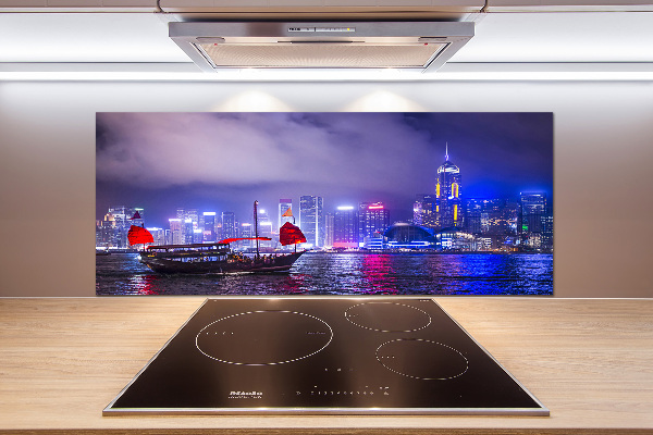Panneau crédence cuisine Hong kong la nuit