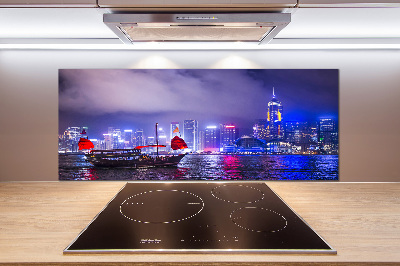 Panneau crédence cuisine Hong kong la nuit