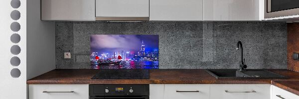 Panneau crédence cuisine Hong kong la nuit