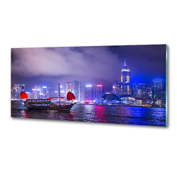 Panneau crédence cuisine Hong kong la nuit