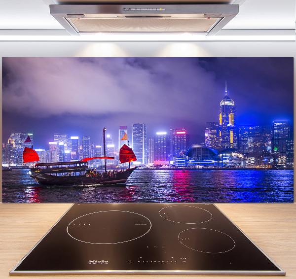 Panneau crédence cuisine Hong kong la nuit