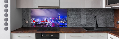 Panneau crédence cuisine Hong kong la nuit