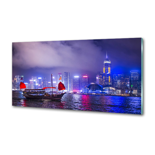 Panneau crédence cuisine Hong kong la nuit