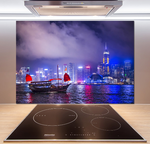 Panneau crédence cuisine Hong kong la nuit