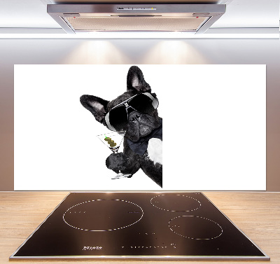 Panneau crédence cuisine Chien avec un martini