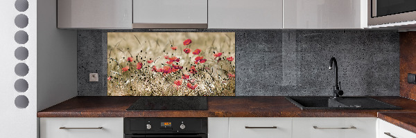 Crédence en verre cuisine Coquelicots
