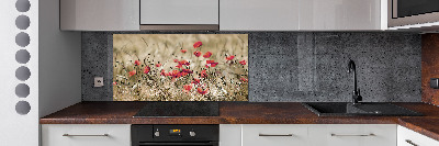Crédence en verre cuisine Coquelicots