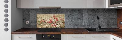 Crédence en verre cuisine Coquelicots