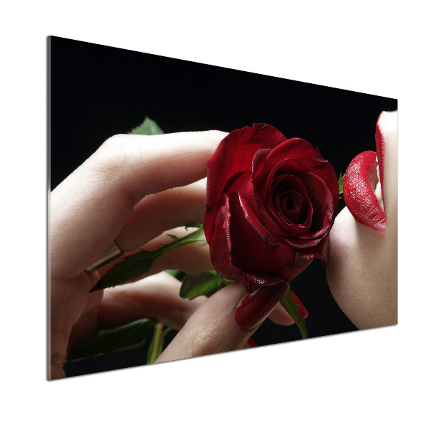 Crédence de cuisine Femme avec une rose