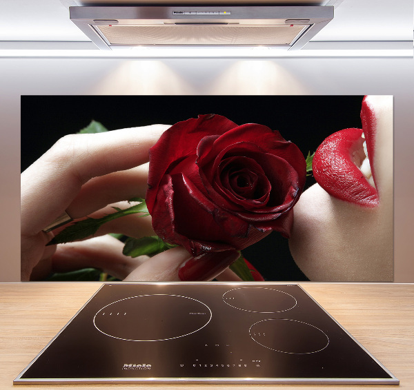 Crédence de cuisine Femme avec une rose