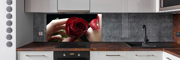 Crédence de cuisine Femme avec une rose