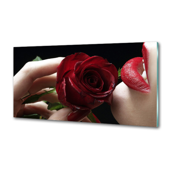 Crédence de cuisine Femme avec une rose