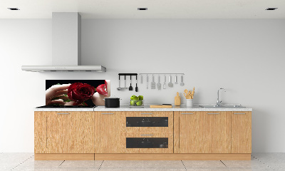 Crédence de cuisine Femme avec une rose