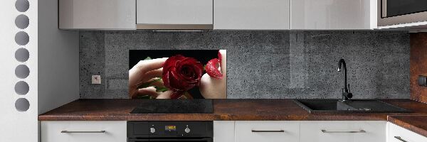 Crédence de cuisine Femme avec une rose