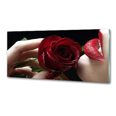Crédence de cuisine Femme avec une rose