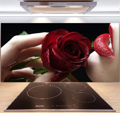 Crédence de cuisine Femme avec une rose