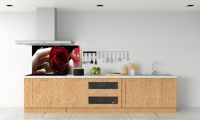 Crédence de cuisine Femme avec une rose