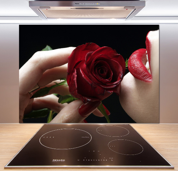 Crédence de cuisine Femme avec une rose