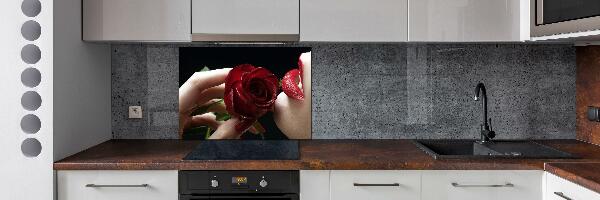 Crédence de cuisine Femme avec une rose