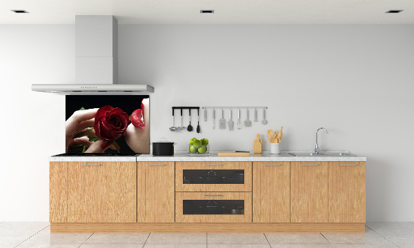 Crédence de cuisine Femme avec une rose