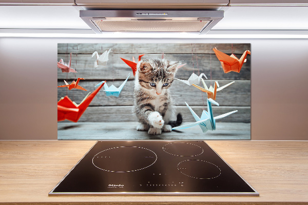 Panneau pour cuisine Chat oiseau de papier