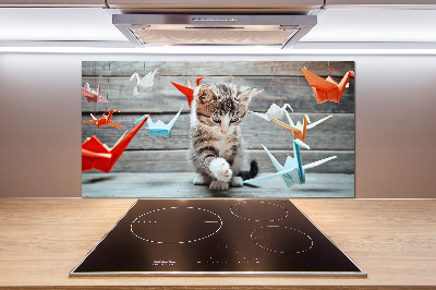 Panneau pour cuisine Chat oiseau de papier