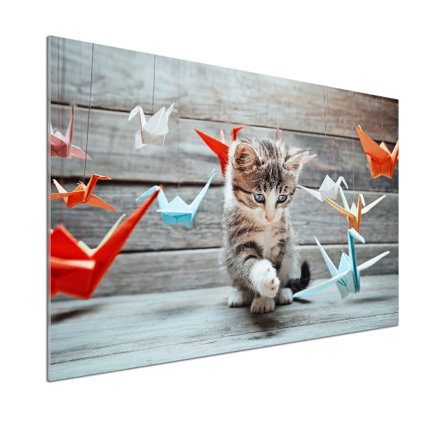Panneau pour cuisine Chat oiseau de papier