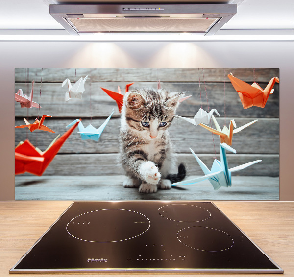 Panneau pour cuisine Chat oiseau de papier