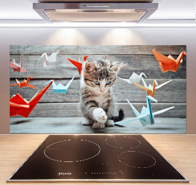 Panneau pour cuisine Chat oiseau de papier