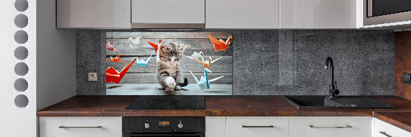 Panneau pour cuisine Chat oiseau de papier