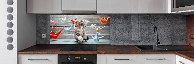 Panneau pour cuisine Chat oiseau de papier