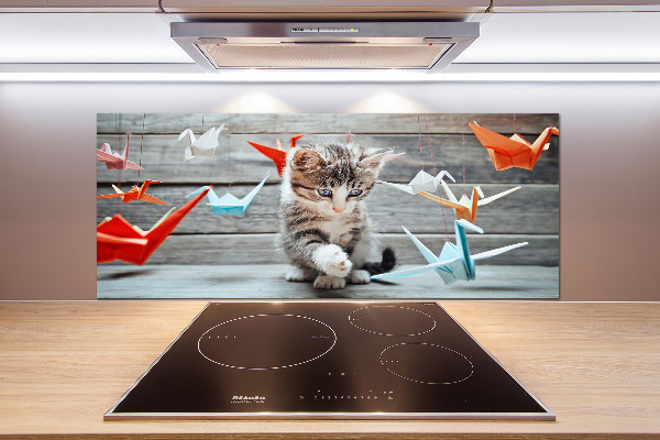 Panneau pour cuisine Chat oiseau de papier