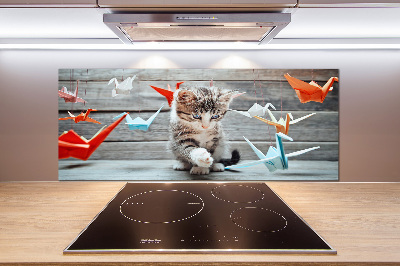 Panneau pour cuisine Chat oiseau de papier