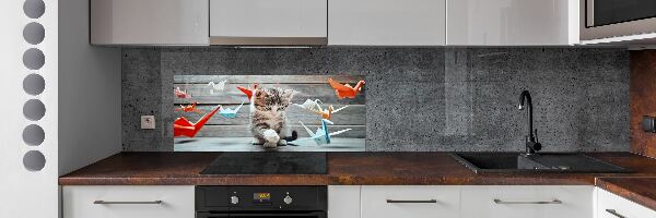Panneau pour cuisine Chat oiseau de papier