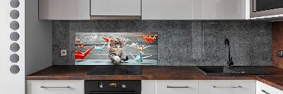 Panneau pour cuisine Chat oiseau de papier