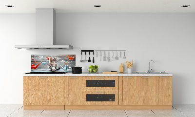 Panneau pour cuisine Chat oiseau de papier