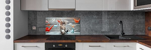 Panneau pour cuisine Chat oiseau de papier