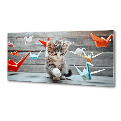 Panneau pour cuisine Chat oiseau de papier