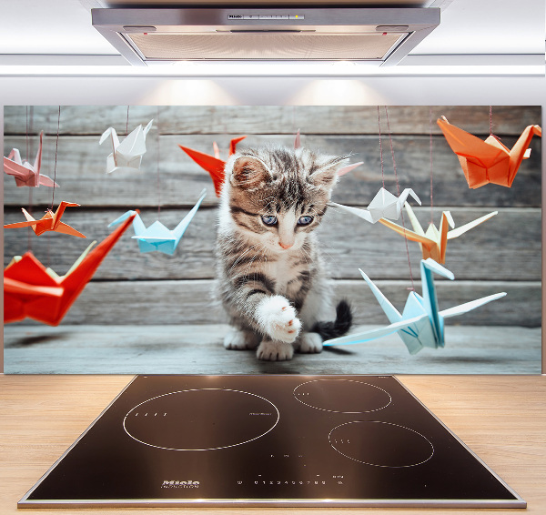 Panneau pour cuisine Chat oiseau de papier