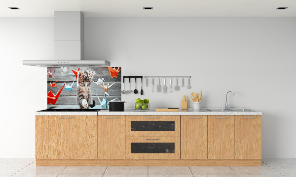 Panneau pour cuisine Chat oiseau de papier