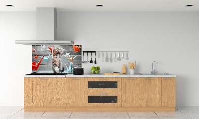Panneau pour cuisine Chat oiseau de papier