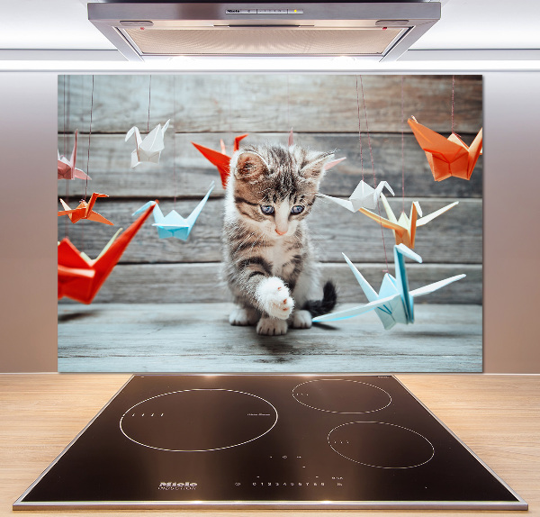 Panneau pour cuisine Chat oiseau de papier
