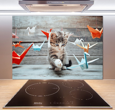 Panneau pour cuisine Chat oiseau de papier
