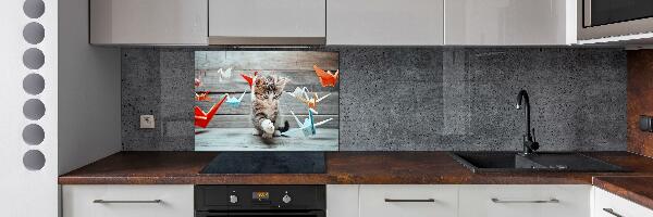 Panneau pour cuisine Chat oiseau de papier