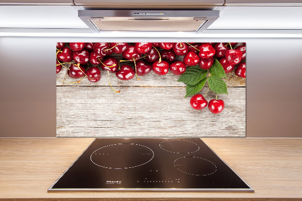 Panneau crédence cuisine Cerises sur bois