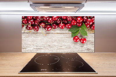 Panneau crédence cuisine Cerises sur bois