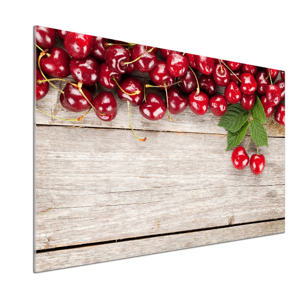 Panneau crédence cuisine Cerises sur bois