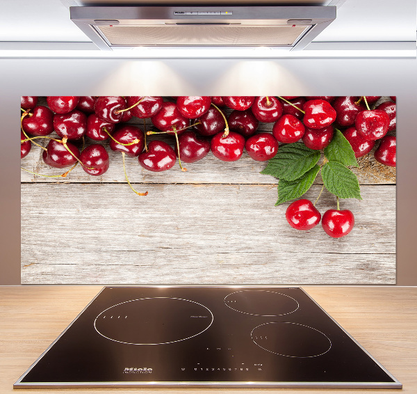 Panneau crédence cuisine Cerises sur bois