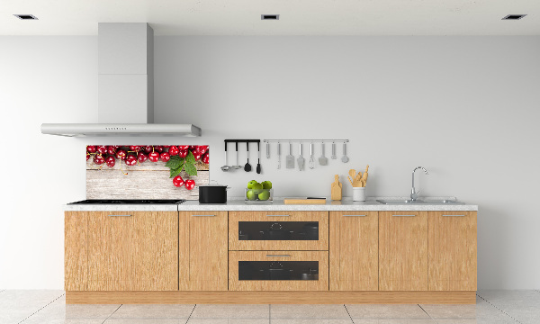 Panneau crédence cuisine Cerises sur bois
