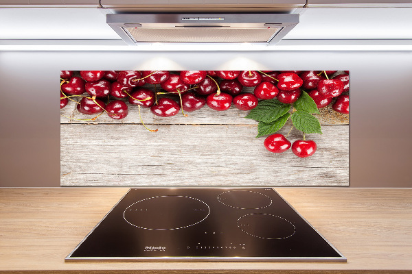 Panneau crédence cuisine Cerises sur bois